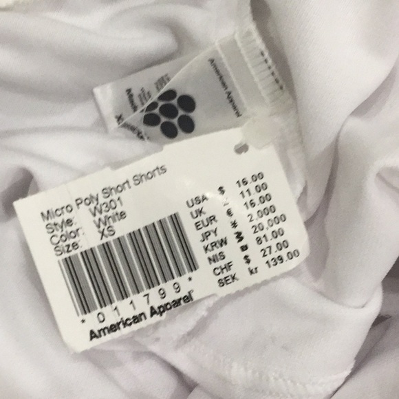 New American Apparel Poly Shorts White - Picture 3 of 3